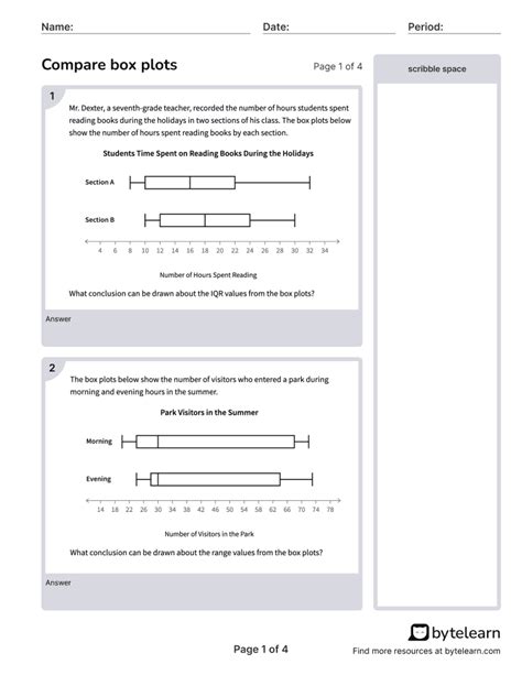 comparing distribution of box plots|comparing box plots worksheet pdf.